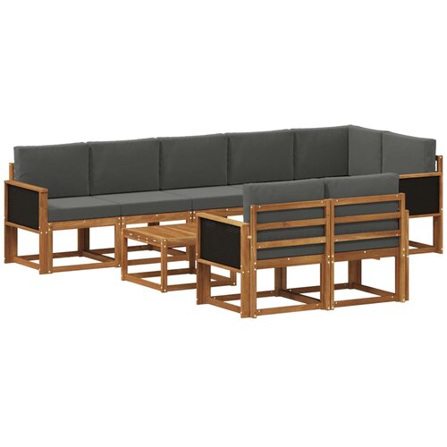 vidaXL Zunanja garnitura za sedenje 9 pcs Naravna in antracitna, (5000281487) Cene