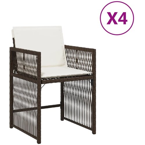 VidaXL Vrtni stoli z blazinami 4 kosi rjav poli ratan, (21143075) Slike