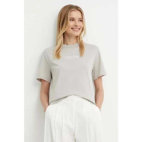 Calvin Klein Bombažna kratka majica ženska, siva barva, K20K207005