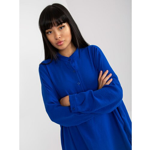 Fashion Hunters Cobalt shirt oversize dress with long sleeves Slike