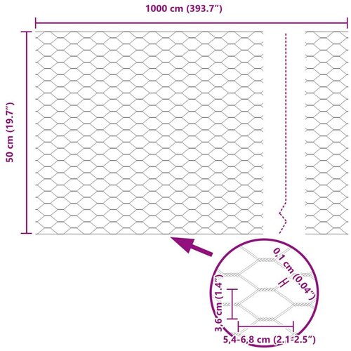 vidaXL Heksagonalna Ograda Siva 0.5x10 m Čelik Cene