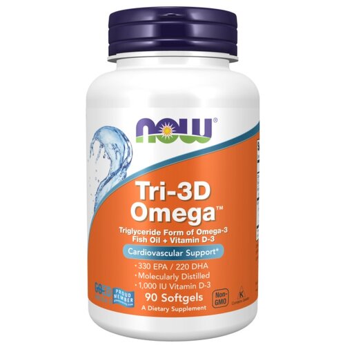 Now Foods Tri-3D Omega NOW (90 mehkih kapsul) Slike