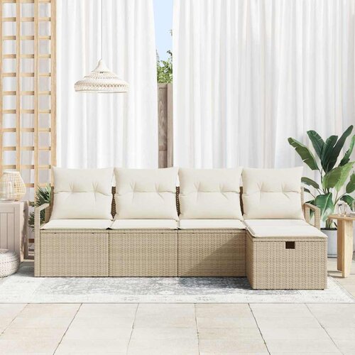  Sjedeća garnitura za vrt 5 kom. Bež poliratan 230 x 117 x 85 cm Slike