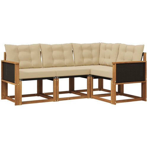 vidaXL Zunanja garnitura za sedenje z blazino 4 pcs Naravna in bež, (5000281859) Cene