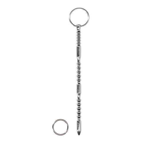 Ouch! Urethral Sounding Metal Ribbed Dilator with Ring Slike