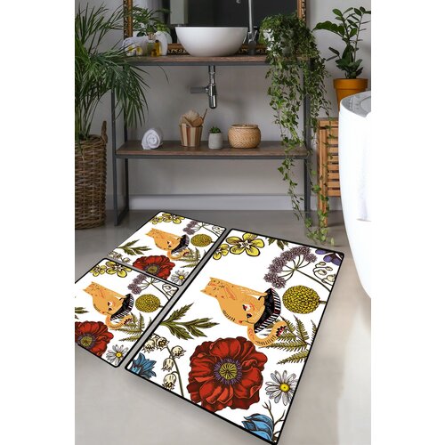  Hennaed cat multicolor bathmat set (3 pieces) Cene