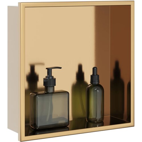  The Living Store Ni&amp;scaron;a za tu&amp;scaron; kabino bru&amp;scaron;eno zlato 32x32x9 cm nerjaveče jeklo - Ni&amp;scaron;a Za Tu&amp;scaron; Kabino, (21487588) Slike