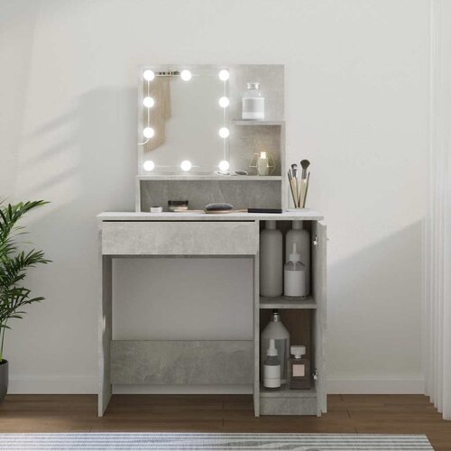  Toaletni stolić s LED Siva betona 86,5x35x136 cm Cene