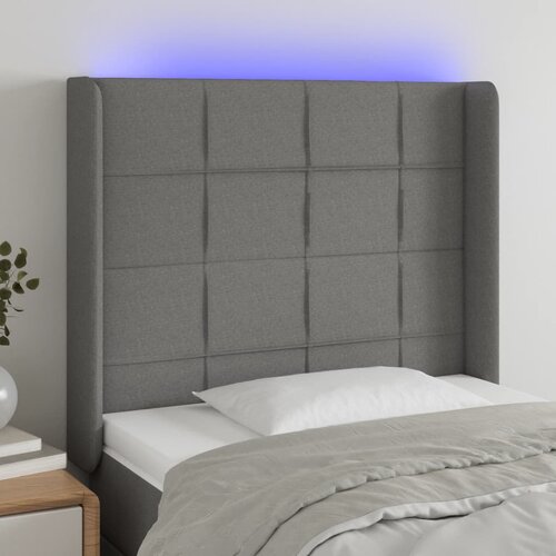 The Living Store LED posteljno vzglavje temno sivo 93x16x118/128 cm blago - LED Vzglavje, (21659481) Slike