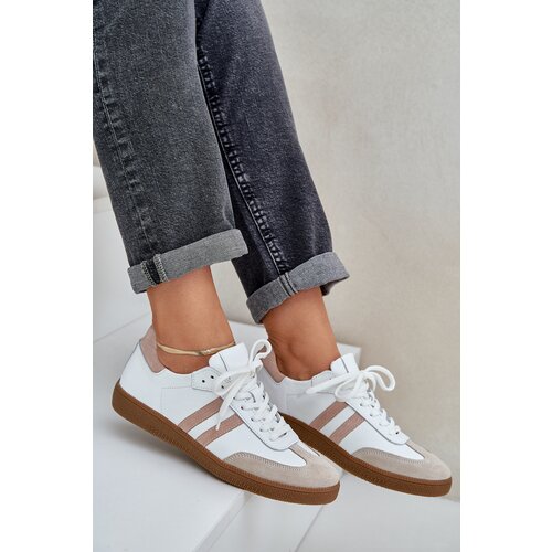Zazoo N1068 Leather Low Sneakers Women Beige Slike