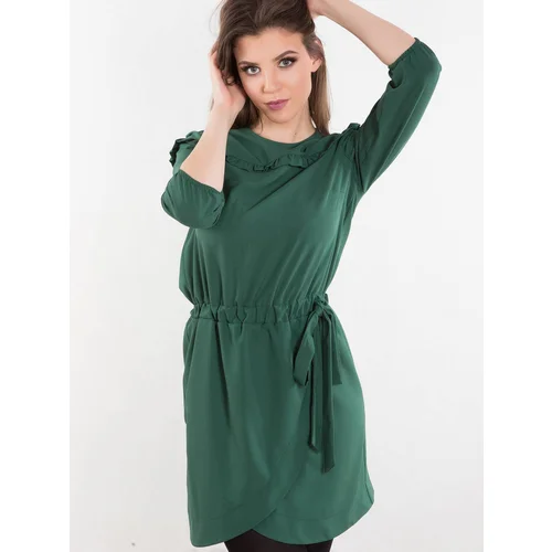 INPRESS Dress with envelope bottom, tied green