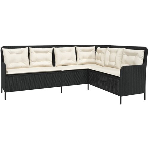  2-dijelna vrtna garnitura od poliratana s jastucima crna 110 x 110 x 40/71 cm Slike