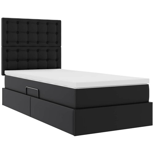  Krevet s od storage s uzglavljem Crna 90 x 200 cm Lažna koža Slike