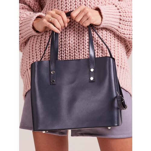 Fashion Hunters Grey elegant leather handbag Slike