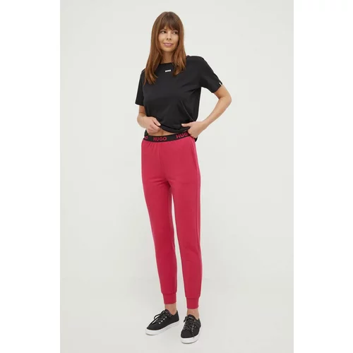 Hugo Homewear hlače boja: ružičasta, bez uzorka