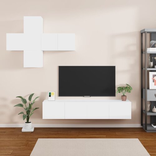 VidaXL Komplet TV omaric 7-delni bel inženirski les Slike