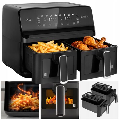 XXL 2700W LCD touch dvojni cvrtnik na zrak brez ma&amp;scaron;čobe 8L friteza črna Slike