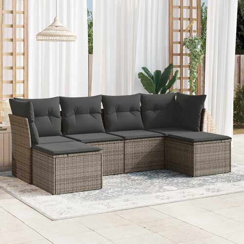 VidaXL 6-dijelni set vrtnih sofa od poliratana s jastucima sivi Slike