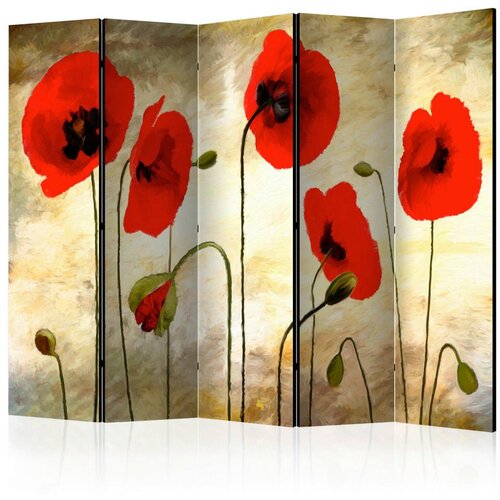 Artgeist Paravan Golden Field Of Poppies, 5-Delni, Dvostranski Cene