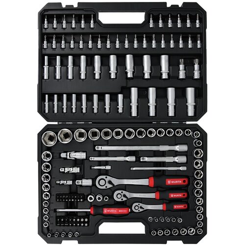 W&amp;uuml;rth set red stripe nasadni ključ 1/4, 3/8, 1/2 154kom Slike