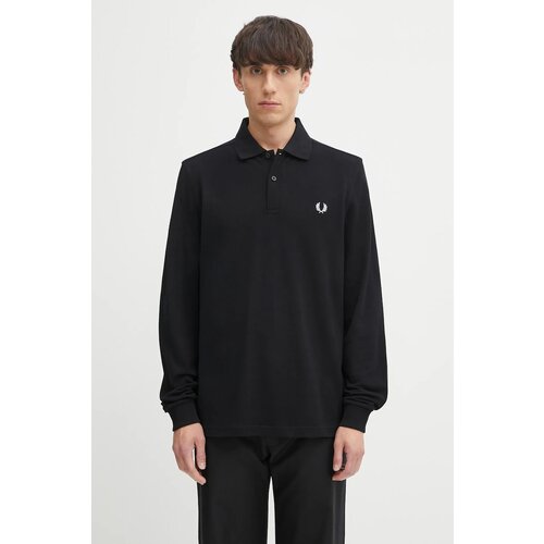 Fred Perry Pamučna majica dugih rukava boja: crna, bez uzorka, M6006 Slike
