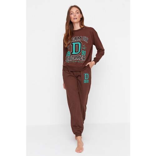 Trendyol Multi Color Slogan Printed Knitted Tracksuit Set Slike