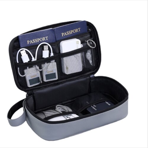 INF Travel Portable Electronics Organizer Pouch - Lightweight PU Tech Storage Gray, (5000158066) Cene