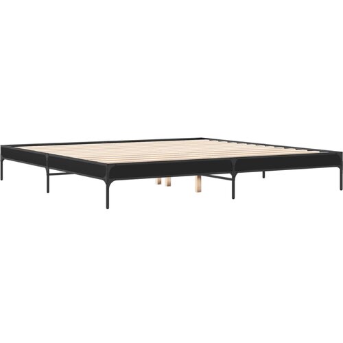 vidaXL Posteljni okvir črn 200x200 cm inženirski les in kovina, (21128433) Cene