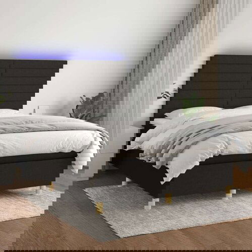  Box spring postelja z vzmetnico LED črna 140x200 cm blago, (20790763) Slike