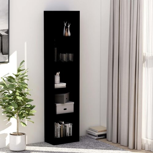 The Living Store Knjižna omara 5-nadstropna črna 40x24x175 cm iverna plošča - Knjižna Omarica, (21437206) Cene
