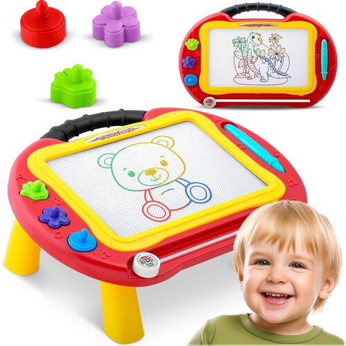 Ricokids 2-in-1 Blackboard and Drawing Table in Red - Perfect for Creative Kids, (21740693) Cene