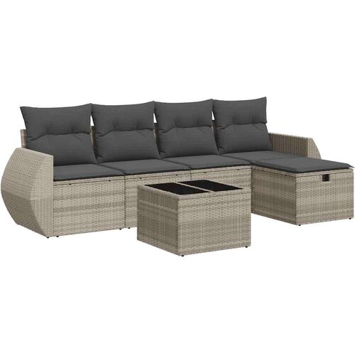 vidaXL 6-dijelni set vrtnih sofa od poliratana s jastucima svjetlosivi Cijene