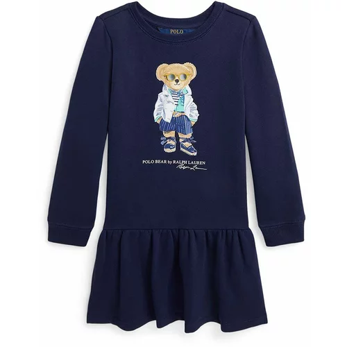 Polo Ralph Lauren Otroška bombažna obleka mornarsko modra barva