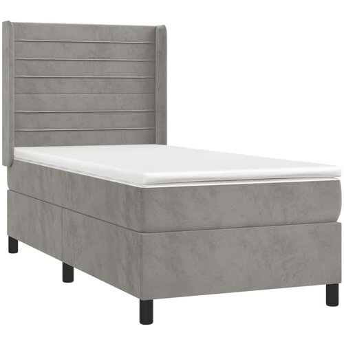 Box spring krevet s madracem svjetlosivi 90x190 cm bar&amp;scaron;unasti Slike