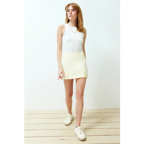 Trendyol Yellow Double Slit Super Mini Woven Short Skirt