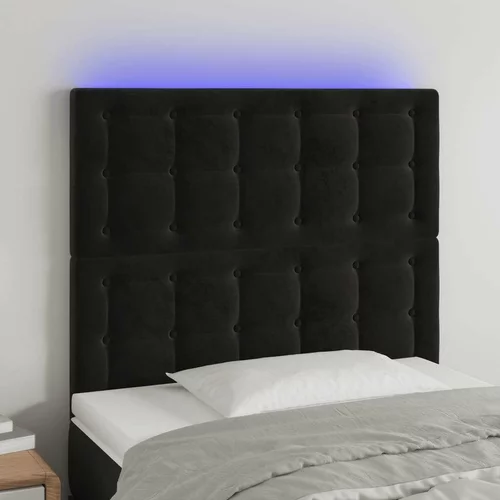  posteljno vzglavje črno 100x5x118/128 cm žamet, (20794367)