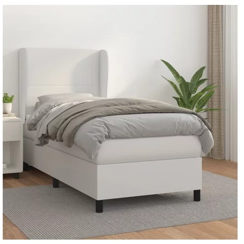  Box spring postelja z vzmetnico bel 90x190 cm umetno usnje