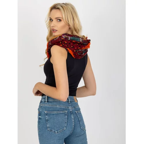 Fashionhunters Maroon scarf with prints