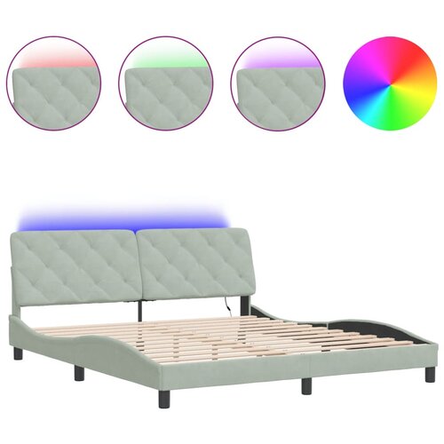 VidaXL Okvir kreveta s LED svjetlima svjetlosivi 180x200 cm bar&amp;scaron;unasti Slike