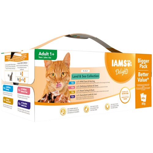 IAMS Delights Adult Land &amp;amp; Sea Mix - 96 x 85 g v želeju Slike