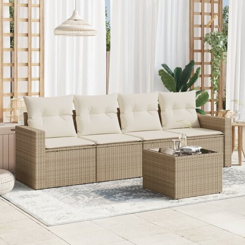 vidaXL 5-dijelni vrtni set sofa s jastucima bež od poliratana Cijene