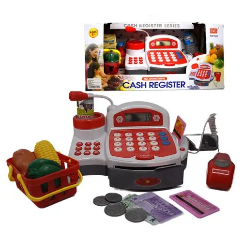 Magic Toys Crvena funkcionalna električna blagajna s novcem za igru, proizvodima i zvukom Cene