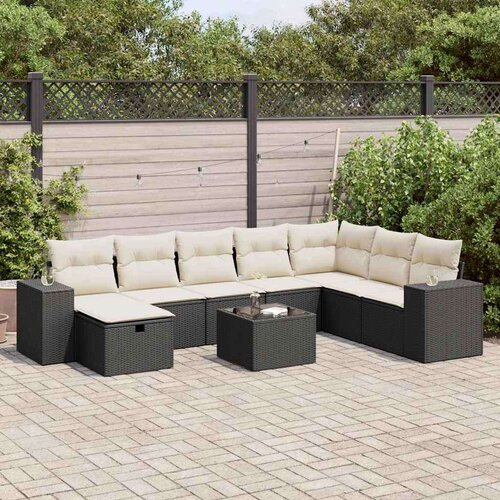 vidaXL 9-dijelni set vrtnih sofa s jastucima crni od poliratana Cijene