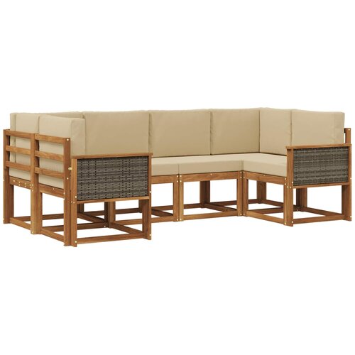 vidaXL Zunanja garnitura za sedenje z blazino 6 pcs Naravna in bež, (5000281607) Cene