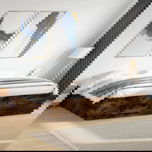 Furnova Posteljni okvir z LED lučkami dim. hrast 200x200 cm inž. les, (21936508) Slike