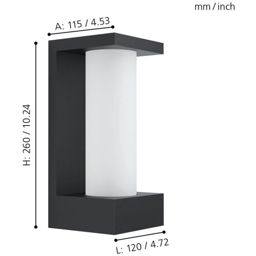 Eglo Cividino spoljna zidna lampa/1, led, 6w, 500lm, ip44, liveni aluminijum/staklo/crno (98744) Slike