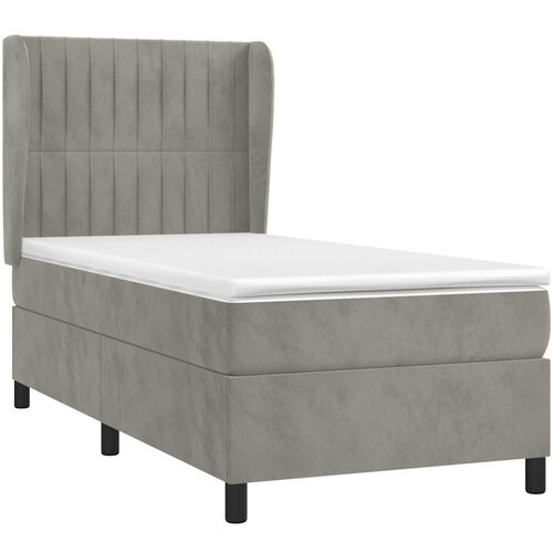 Box spring krevet s madracem svjetlosivi 90x190 cm bar&amp;scaron;unasti Slike