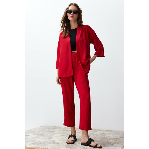 Trendyol Red Woven Kimono Trousers Two Piece Set Cene