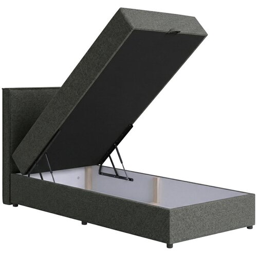 MID.YOU POSTELJA Z VZMETNICO 100 cm x 200 cm , tekstil, leseni material antracit Slike