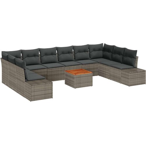  Vrtna garnitura - 10-dijelni set vrtnih sofa s jastučićima Siva Poli ratan Slike